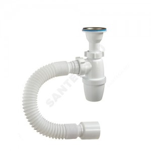 Сифон для умывальника бутылочный 1 1/4х40 с гофрой 40х50 литой выпуск с нержавеющей решёткой D=63мм Орио А-328921