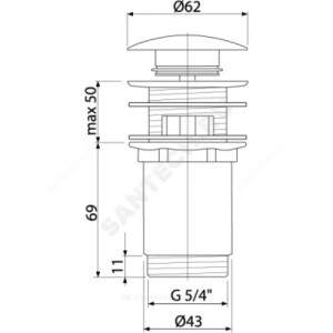 Клапан донный для умывальника латунь 1 1/4" с переливом, бронза-антик слив "клик-клак", белая пробка D=62мм Alca Plast A392ANTIC