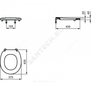 Сиденье для унитаза CONTOUR 21 белое без крышки Ideal Standard S405901.
