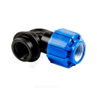 Отвод компрессионный ПЭ ВР Дн 50х1 1/2"х90гр 1000348