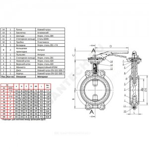 Затвор дисковый поворотный чугун VPI4448-02NI Ду 250 Ру16 межфл с рукояткой диск чугун манжета NBR Tecofi VPI4448-02NI0250