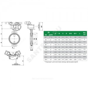 Затвор дисковый поворотный чугун VPI4448R2C-08EP Ду 250 Ру16 межфл с редуктором диск чугун манжета EPDM с концевыми выключателями Tecofi VPI4448R2C-08EP0250