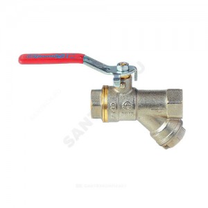 Кран-фильтр шаровой латунь никель 1014 Ду 15 Ру40 ВР полнопроходной рычаг Aquasfera 1014-01