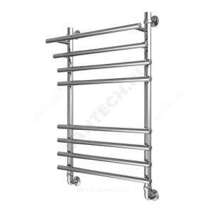 Полотенцесушитель водяной нерж сталь Лесенка Ду 25 (1") НР с полочкой 400х400мм 4П нижнее подключение в/к соединитель (1"х3/4") Мост-Люкс Элит-Металл В-19-01