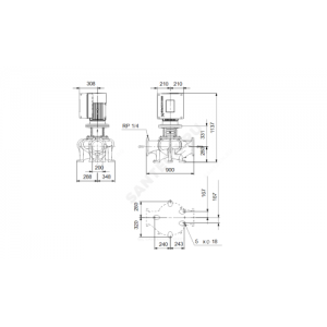 Насос ин-лайн с сухим ротором TPE 200-160/4-A-F-A-BAQE PN16 3х380-480В/50 Гц Grundfos 95046234