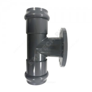 Тройник НПВХ серый SDR26 Дн 160х150х90гр Ру10 фланец-раструб напорный фланец НПВХ Aquaviva AQV104160F