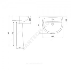 Умывальник подвесной Версия 56 белый Santeri 1.3111.5.S00.11B.0.