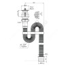 Сифон для умывальника/мойки гофрированный 1 1/2"x40 с переходником на 50мм L=1000мм выпуск с пластиковой решёткой D=70мм Орио АC-7011