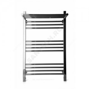 Полотенцесушитель водяной нерж сталь Лесенка Ду 25 (1") НР с полочкой 400х500мм 6П нижнее подключение в/к соединитель (1"х3/4") Богема-Люкс Элит-Металл В-39-01