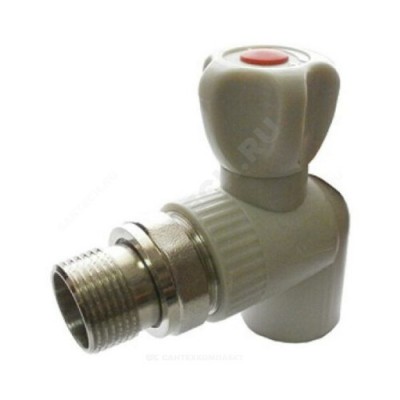 Кран PP-R шаровой серый НР Дн 25х1/2" угловой для радиатора VALFEX 10148125Г