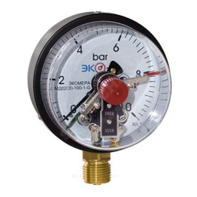 Манометр электроконтактный МД 02(Э) радиальный Дк100мм 0-2,5 МПа М20х1,5 ЭКОМЕРА