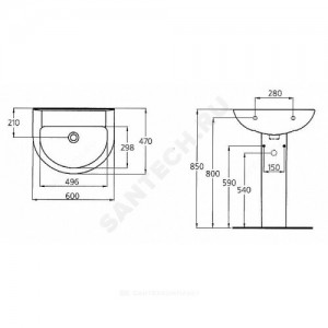 Умывальник подвесной ECCO 60 белый Ideal Standard W424001 .