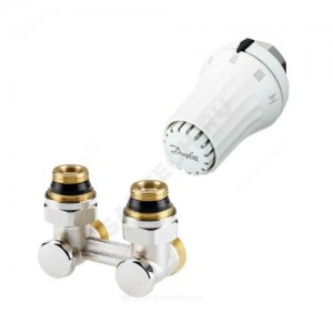 Комплект для ниж/п радиатора термостатический RLV-KS/RAE-K жид/нап для двухтр Ду 15 Ру10 1/2"x3/4"ЕК угловой гайка М30х1,5 8-28oC Danfoss 013G5090