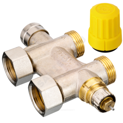 Узел нижнего подключения термостатический VHS для двухтр Ду 15 Ру10 1/2"x3/4"ЕК прямой клипс RTR (RA) Danfoss 013G4742