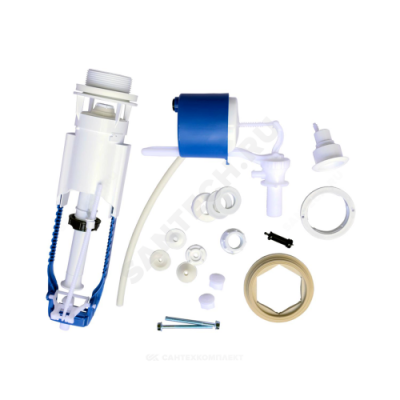 Арматура для бачка сливная/наливная боковое подключение кнопка белая 1/реж универсал Уклад АБ 68.56.14.0