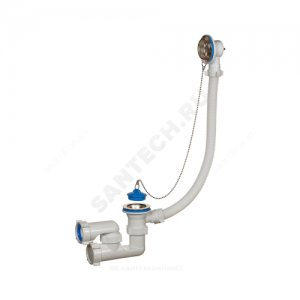 Слив-перелив для ванны регулируемый с пробкой на цепочке 1 1/2"x40 выпуск с нержавеющей решёткой D=70мм Орио А-8008