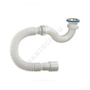 Сифон для поддона трубный 1 1/2"x40 с гофрой 40х40/50 выпуск с нержавеющей решёткой D=70мм Орио А-42589