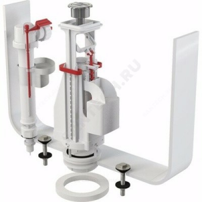 Арматура для бачка сливная/наливная нижнее подключение кнопка хром 2/реж Alca Plast SA08S 3/8" CHROM